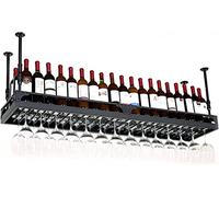 Wall-Mounted Wine Rack - Hanging ge Wine Holder Upside-Down Ceiling Storage for Bars Restaurants Kitchens - Black Wine Bottle Display Stand Modern Home Decor