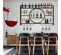 Wall Mounted Wine Rack - Hanging Wine Bottle Holder & Stemware Storage Shelf Ideal for Kitchen Bar or Cupboard - Stylish Wine Display & Space-Saving Solution