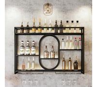 Wall Mounted Wine Rack - Industrial 3-Tier Storage Shelves with Wine Glass Holder, Perfect for Bar, Kitchen, and Wine Cellar Organization