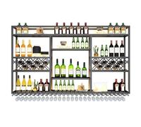 Wall-Mounted Wine Rack Iron Bottle Holder Hanging Wine & Champagne Shelf with Glass Holders - Metal Wine Storage & Display Rack (200cm/78.7in)
