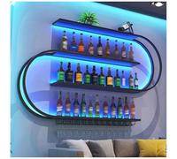 Wall Mounted Wine Rack, Large Metal Liquor Bottle Shelf with Glass Holder, Modern Floating Bar Unit Storage Display Shelf for Home or Commercial Use, 150 x 20 x 120cm