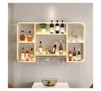 Wall Mounted Wine Rack LED Light with Large Capacity Storage Gold Display Shelf for Living Room Bar Restaurant Stylish Holder(White,150x20x70cm)