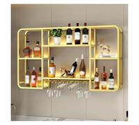 Wall Mounted Wine Rack LED Light with Large Capacity Storage Gold Display Shelf for Living Room Bar Restaurant Stylish Holder(Gold,150x20x70cm)