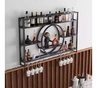 Wall Mounted Wine Rack - Modern Iron Floating Shelves Stylish Liquor Bottle Organizer for Home Bar Perfect for Wine Storage & Display Space-Saving Design
