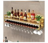 Wall-Mounted Wine Rack with Inverted Glass Holder 2-Tier Design Forged Iron Construction Spacious Storage for Home Bar Dimensions: 39.4x9.8x10.6 Inches