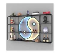 Wall Mounted Wine Rack With LED Light, Bar Iron Glow Display Wine Rack Creative Tai Chi Shape Dining Room, Craft Display Storage Rack For Tea Room, Bar, Kitchen, Living Room Decor(160x20x110cm)