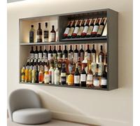 Wall Mounted Wine Rack with LED Light Metal Floating Wine Bottle Holder for Home Kitchen Bar and Restaurant - 150cm/59in Stylish Wine Display Shelf
