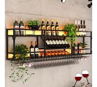 Wall-Mounted Wine Rack with LED Light - Stylish Wine Storage for Home Bar, Kitchen, Dining & Living Room - Perfect for Entertaining and Hanging Glass Support