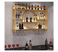 Wall Mounted Wine Rack with LED Shelves & Glass Holder Strong Iron Metal Stand in Gold/Black Stylish Wine Storage & Display for Kitchen Bar Cellar Home Decor