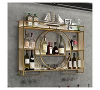 Wall-Mounted Wine Rack with Light Floating Bar Unit Multifunctional Liquor Bottle Display Shelf with Glass Holder Available in 100/120/140cm for Home & Bar Use
