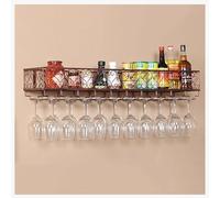 Wall Mounted Wine RackFloating Wine Shelves for Home Bar Iron Bottle Holder & Glass Storage Liquor Display Shelf Inverted Cup Rack for Kitchen Bronze 30x25cm