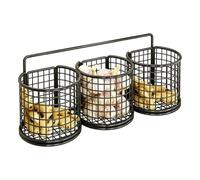 Wall Mounted Wire Basket Storage Organizer Black Adhesive Hook with | Wall Mounted Wire Basket, Kitchen Storage Organizer with Adhesive Hook, No Drill Metal Mesh Basket for Pantry Bathroom