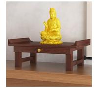 Wall Mounted Wood Buddha Shrine, Buddha Statue Wooden Base with Pull Out Shelf, Traditional Design Buddha Niche Offering Table, Decorative Buddha Rack