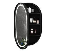 Wall Mounted Wooden Bathroom Vanity with Touch Switch LED Mirror 3 Color Light Makeup Storage Stylish Bathroom Modern Design for Home Décor