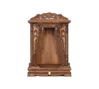 Wall Mounted Wooden Buddhist Altar Cabinet, Pooja Mandir Shrine, Zen Meditation Shelf with Pull Out Tray, Pre-Assembled, for Home Decor and Spiritual Practice