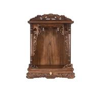 Wall Mounted Wooden Buddhist Altar Cabinet, Pooja Mandir Shrine, Zen Meditation Shelf with Pull Out Tray, Pre-Assembled, for Home Decor and Spiritual Practice