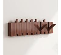 Wall-Mounted Wooden Coat Rack - Sturdy Foldable Hanger for Coats Keys Hats Robes Towels - Elegant Piano Design Ideal for Home & Office nization