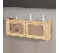 Wall Mounted Wooden Router Storage Box WiFi Router Cabinet ModemRack Invisible Home & Office Storage Solution (Natural 60cm/23.6in)