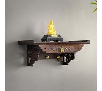 Wall Mounted Wooden Shrine Stand With Drawer, Altar Table For Prayer Meditation, Statue Display Shelf For Home Bedroom Living Room Church Small Space
