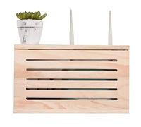 Wall-Mounted Wooden WiFi Router Storage Box Multifunctional Set-Top Box nizer for Living Room 42x23.5x11cm Stylish Wireless Router Holder in Natural Color