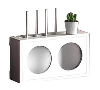 Wall-Mounted Wooden WiFi Router Storage Box, Organizer Rack with Frosted Acrylic Door for TV Cabinet, Media Console & Remote Control, White (A-36.9x10x20cm)