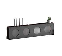 Wall-Mounted Wooden WiFi Router Storage Box, Organizer Rack with Frosted Acrylic Door for TV Media Console, Remote Control & Set-Top Box Holder, Black (E-85.3x10x20cm)