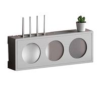 Wall-Mounted Wooden WiFi Router Storage Box, Organizer Rack with Frosted Acrylic Door for TV Media Console, Remote Control & DVD Storage, Gray (C-55.3x10x20cm)