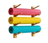 Wall-Mounted Wooden Yoga Mat Holder & Foam Roller Organizer, Space-Saving Workout Equipment Storage Shelf for Home Gym, Essential Yoga Accessories