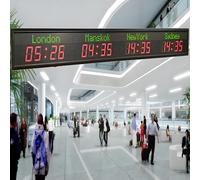 Wall Mounted World Clock,LED Digital World Time Wall Clock,Digital Multiple Time Zones Clock,3/4 City Time Zone Wall Clock,for Multinational Enterprises Hotels Office,4citytime