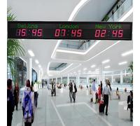Wall Mounted World Clock,LED Digital World Time Wall Clock,Digital Multiple Time Zones Clock,3/4 City Time Zone Wall Clock,for Multinational Enterprises Hotels Office,3citytime