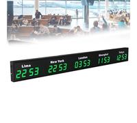 Wall Mounted World Time Zones Clock, LED Digital Multiple Time Zones Clock, 3/4/5 Cities World Time Wall Clock, for Hotels/Enterprises/Airports/Shopping Malls