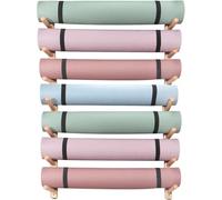 Wall-mounted Yoga Mat & Foam Roller Storage Rack - 2-9 Tier Wooden Gym Organizer For Exercise Mats, Weight Equipment, Space-saving Solution Wooden 7