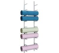 Wall-Mounted Yoga Mat Holder 6/9 Tier Exercise Mats Display Shelf Vertical Storage Rack for Foam Rollers & Towels Sturdy Metalfor Fitness Class & Home (9 Layers White)