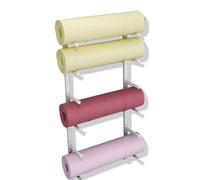 Wall-Mounted Yoga Mat Holder & Foam Roller Organizer - 6 Tier Storage Rack for Home Gym, Yoga Studio, or School - Essential Fitness Equipment for Organized Workouts