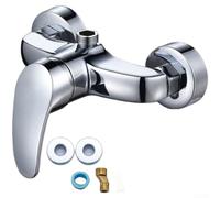 Wall Mounted Zinc Alloy Shower Mixer Faucet With Five Spray Modes Including Rain And Massage Settings Plus Flexible Hose For Customizable Bathing Experience Bright Silver(A)