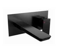 Wall Mounting Basin Mixer Tap, Square - Matt Black