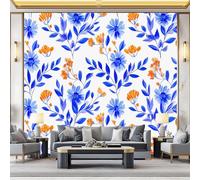 Wall - Mural 118.1" x 82.7" Premium Poster William Morris Flower Clusters Branches on-Woven Large Decorative Wallpaper for Children's Room Living Room Home Navy Blue