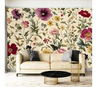 Wall - Mural 137.8" x 100.8" Premium Poster William Morris Flower Clusters Colorful Flowers on-Woven Large Decorative Wallpaper for Children's Room Living Room Home Pink