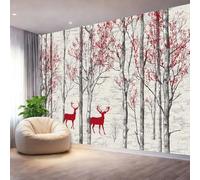 Wall Mural 150 x 105 cm（WxH,Minimalism Deer Forest Wallpaper - Removable Self-Adhesive Wall Art for Bedroom Living Room Dorm Home Office Decor Grey