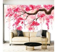 Wall - Mural 157.5" x 110.2" Premium Poster Fresh Cherry Blossoms Weeping Branches on-Woven Large Decorative Wallpaper for Children's Room Living Room Home Red