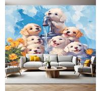 Wall Mural 250 x 180 cm Animals A Group of Puppies Non-Woven Art Print Wallpaper Mural for Walls Living Room Bedroom TV Background Boys Girls Kids Rooms Decoration
