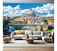 Wall Mural 250 x 180 cm City Rome Landmark Buildings Non-Woven Art Print Wallpaper Mural for Walls Living Room Bedroom TV Background Boys Girls Kids Rooms Decoration