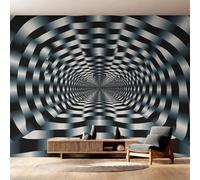 Wall Mural 3D Optical Illusion Wallpaper - Abstract Geometric Vortex Photo Wallpaper for Living Room Bedroom, Non-Woven White Black Wall Paper Home Decor Art 450x315 cm w6g28