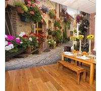 Wall Mural 3D Peel and Stick Self-Adhesive Wallpaper Sticker Home Decor Background Large Art Wall Painting City Flower Street Scenery 200(W) X150(H) Cm for Bedroom Cafe Bar Office -5062457