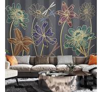 Wall Mural 3D Peel and Stick Self-Adhesive Wallpaper Sticker Home Decor Background Large Art Wall Painting Plants and Flowers 250(W) X175(H) Cm for Bedroom Cafe Bar Office -9780039