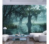 Wall Mural 3D Photo Wallpaper Misty swamp ancient looking trees Modern like style Misty swamp ancient looking trees Modern like style Self Adhesive Removable Custom 3D Effect Photo Living Room Bedro