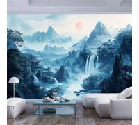 Wall Mural 3D Print Wallpaper Photo Chinese style landscape mountains and water Chinese style landscape mountains and waterPhoto Creative DIY Wall Art Decoration Decal for Living Room Dining Room Bed