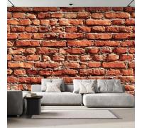 Wall Mural 3D Vintage Red Brick Wall Photo Wallpaper Non-Woven Matt | Panoramic Mural Wallpaper Waterproof Rustic Industrial Feature Wall Art 350x256 cm for Living Room Bedroom Home Office P557