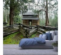 Wall Mural 3D Wallpaper Peel and Stick Christmas Decor Self Adhesive - Forest Cabin Landscape 450(W) X315(H) Cm Painting - Wallpaper Easy to Use for Tv and Sofa Background Walls -4201464