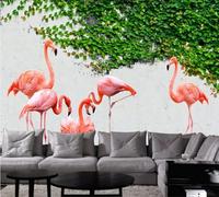 Wall Mural 3D Wallpaper Peel and Stick Christmas Decor Self Adhesive - Plants Flowers Leaves Animals Flamingo 450(W) X315(H) Cm Painting - Wallpaper Easy to Use for Tv and Sofa Backgro-3933950